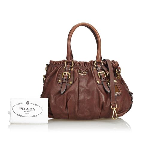 extra large brown leather prada tote